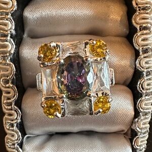 925 Elegant Silver Multicolor Gemstone Ring